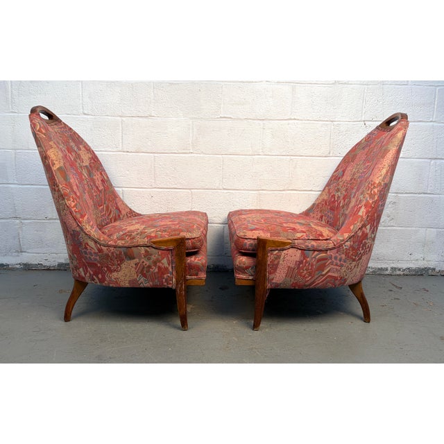 Harvey Probber Pair of Mid-Century Gondola Style Handle Backed Lounge Chairs For Sale - Image 4 of 11