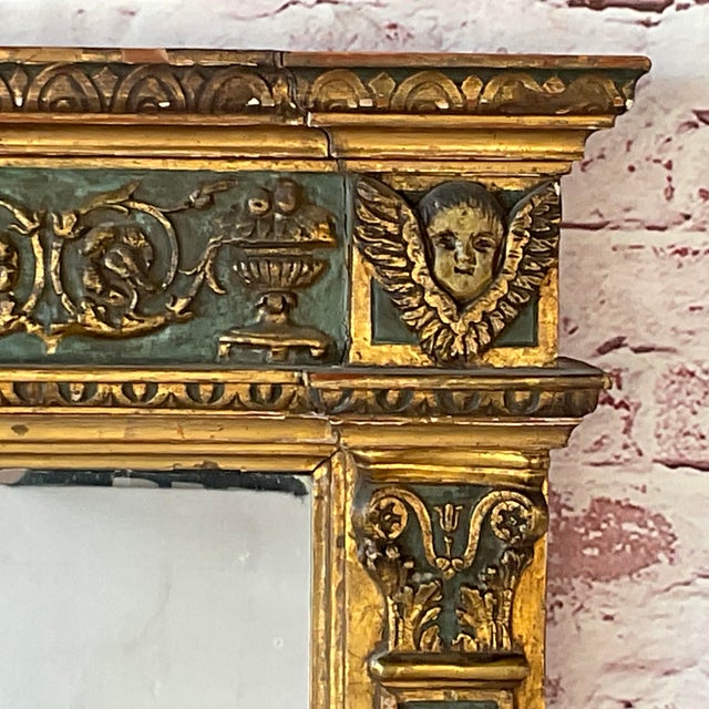 Italian Giltwood and Polychrome Neoclassical Mirror Tuscan Circa 1750 For Sale - Image 12 of 18