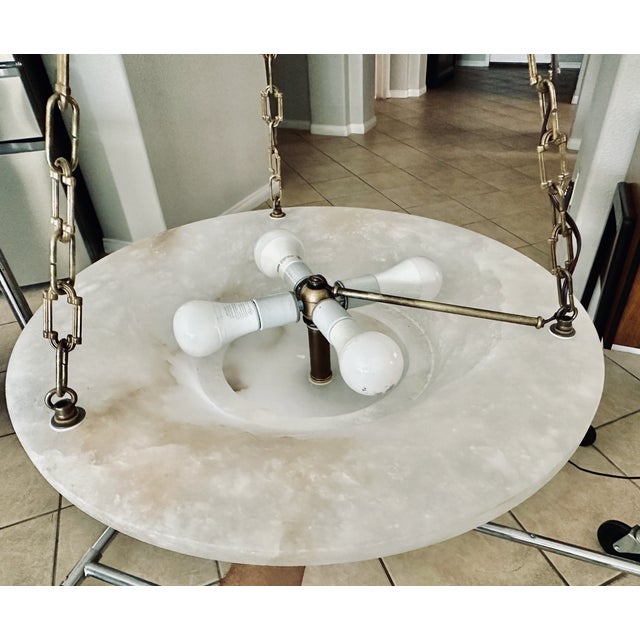 Large French Directoire Style Alabaster Chandelier Pendant Light For Sale - Image 17 of 18