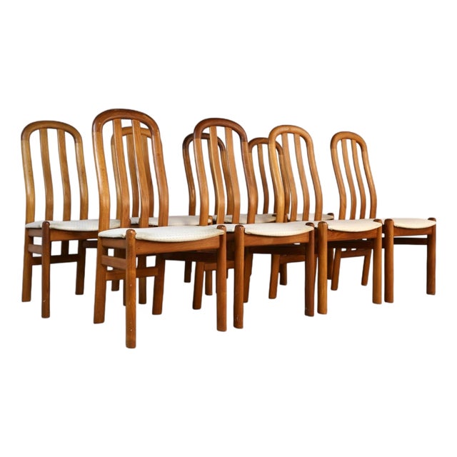 Attributed to Skovby Vintage Danish Modern Set of 8 Teak Dining Chairs C. 1970s For Sale