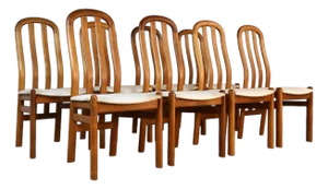 Attributed to Skovby Vintage Danish Modern Set of 8 Teak Dining Chairs C. 1970s
