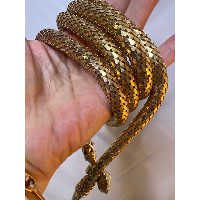 1960s Whiting & Davis Snake Belt / Necklace, 50” — Gold, Mid-Century Egyptian Revival For Sale - Image 9 of 11