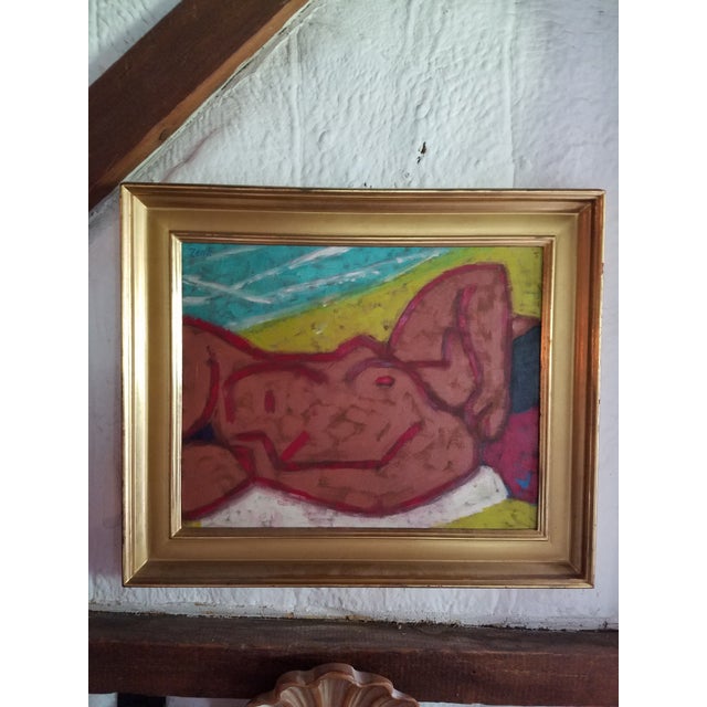 Wonderful mid-century oil by renown modernist painter from Bucks County Pennsylvania Josef Zenk (1904-2000). His work has...