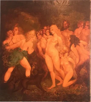 Incredible Art Deco Painting of Venus and Diana After Norman Lindsay