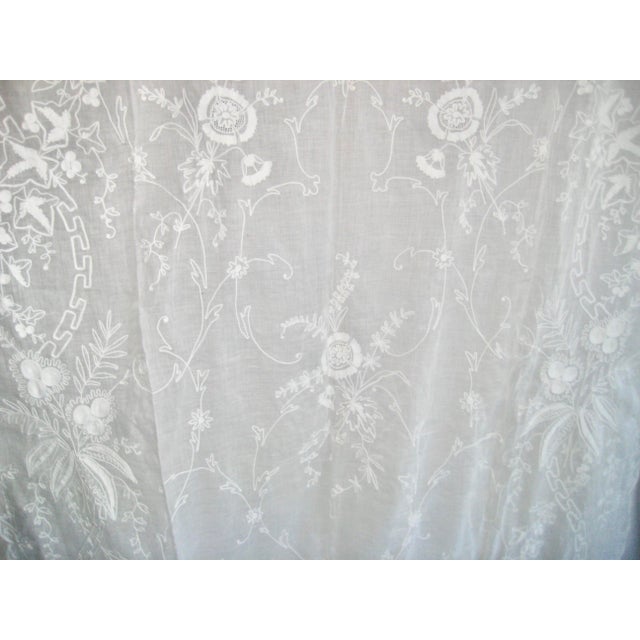 White French Embroidered Curtain Sheer Antique Cornely 19 Century For Sale - Image 8 of 14