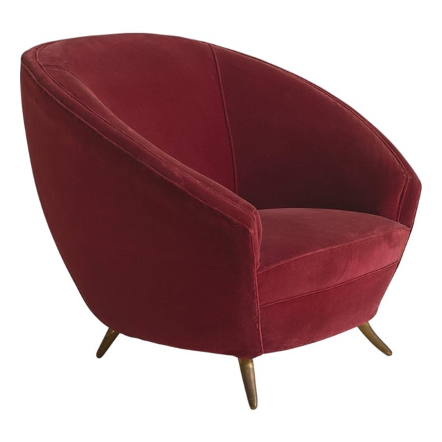 Italian Red Armchair by Guglielmo Veronesi for ISA Bergamo, 1950s - 2 Available For Sale