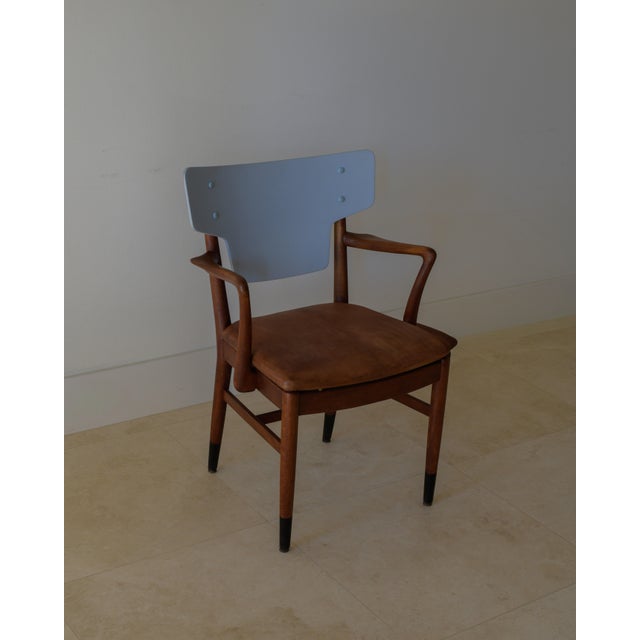 Wood Attributed to Peter Hvidt and Orla Molgaard-Nielsen Armchair for Fritz Hansen Denmark, C. 1950 For Sale - Image 7 of 11