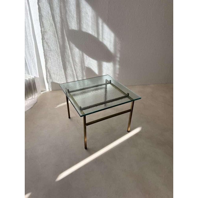 Contemporary Swedish Brass Coffee Table with Marbled Glass Top, 1960s For Sale - Image 3 of 13