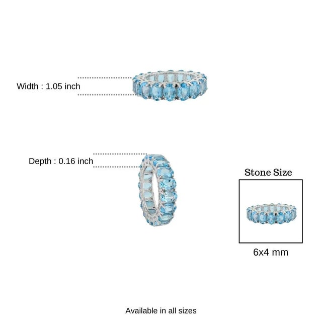 Genuine 18.1 Ct Swiss Blue Topaz Full Eternity Stackable Band Size 8.5 For Sale - Image 9 of 12
