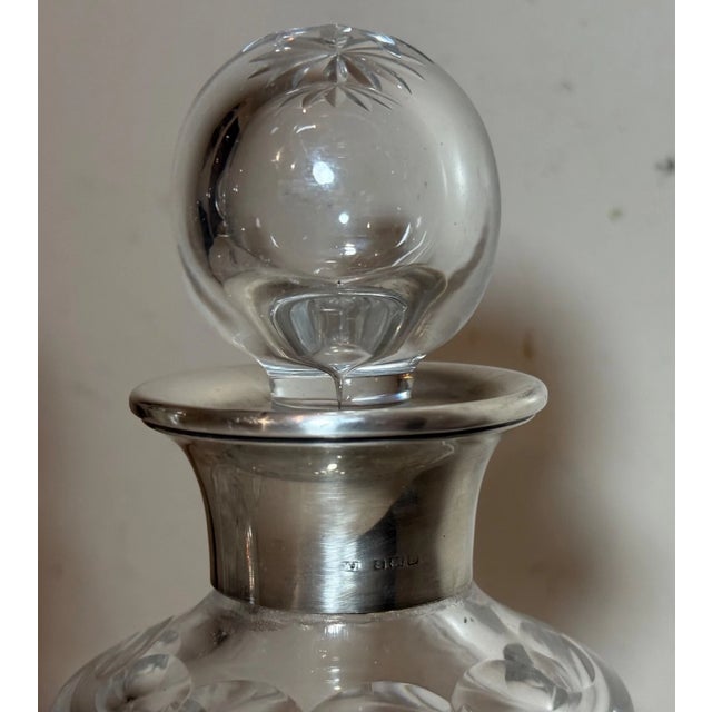 Antique William Devenport Sterling Silver Cut Crystal Glass Decanter - a Pair For Sale - Image 12 of 15