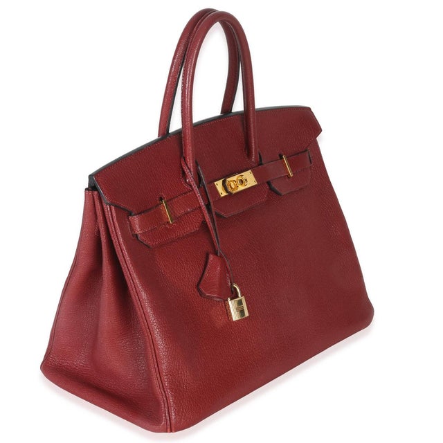 Contemporary Rouge Grenat Chevre de Coromandel Birkin 35 PHW For Sale - Image 3 of 9