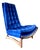 1950s Mid Century Modern Gondola Highback Lounge Chair Reupholstered in a Royal Blue Velvet For Sale