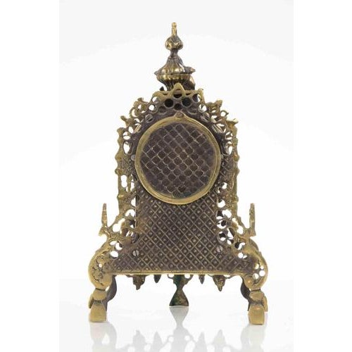 Victorian Brass and Art Glass Table Clock, UK, Late 19th Century For Sale - Image 5 of 6
