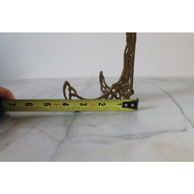 Metal Vintage Brass Easel Filigree Tabletop Picture or Plate Holder For Sale - Image 7 of 9