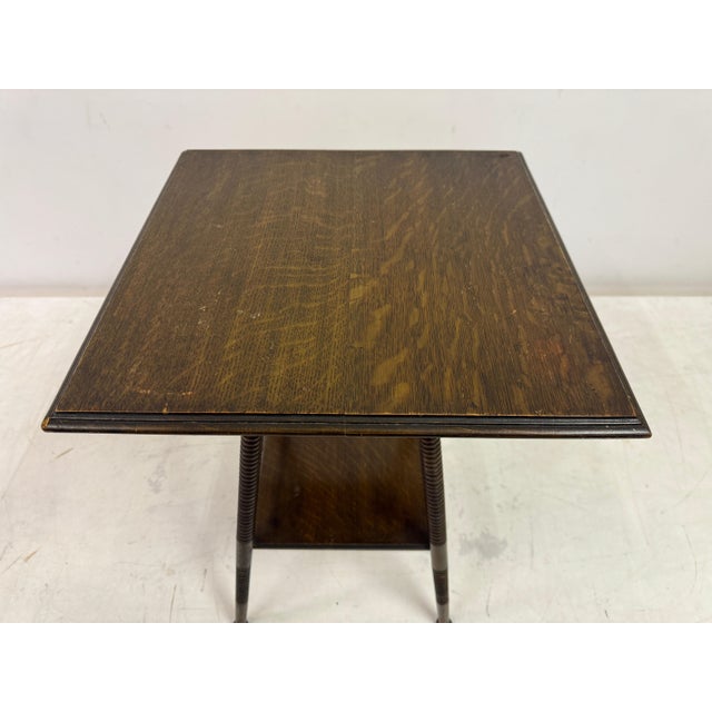 Side table Oak Two tier Ring turned legs Early 20th Century UK