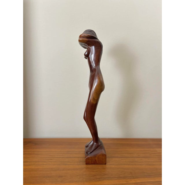 Wood Mid Century Modern Carved Figure Sculpture | in the Style of F. Simeon For Sale - Image 7 of 12
