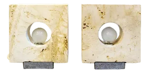 Travertine Table Lamps by Giuliano Cesari for Nucleo Sormani, 1970s, Set of 2