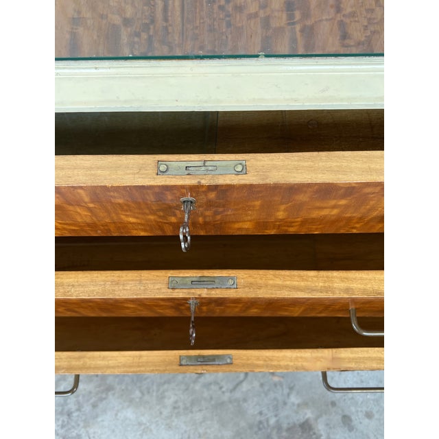 Wood Mid Century Modern Chest of Drawers or Commode in Wood/Cream With Black Legs For Sale - Image 7 of 9