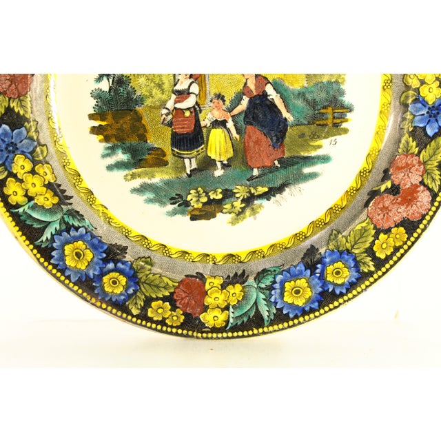 1830s Creil-Montreau French Faience Polychrome Transfer Plate 3 Generations For Sale In Houston - Image 6 of 12
