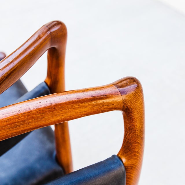1960s Vintage 1960s Teak & Leather Dining Chairs Attributed to Kai Kristiansen, Danish Mid Century Modern For Sale - Image 5 of 14