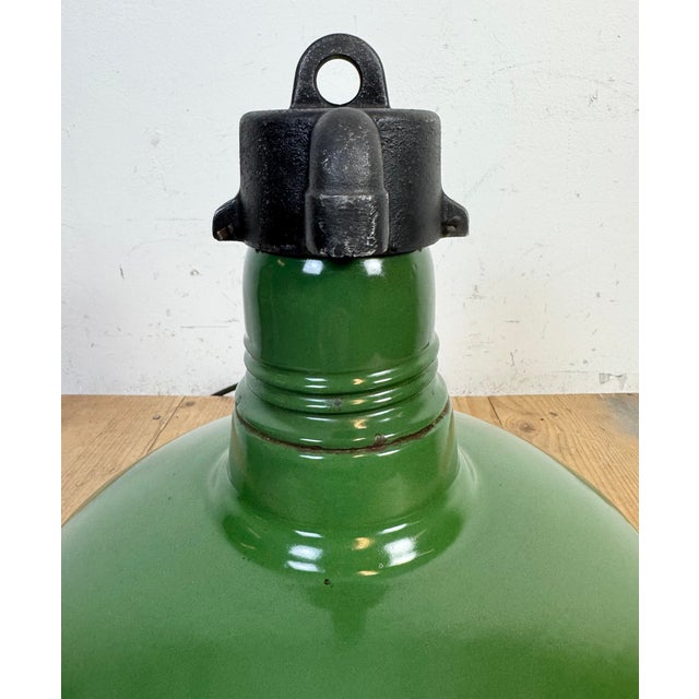 Industrial Green Enamel Factory Pendant Lamp, 1960s For Sale - Image 16 of 18