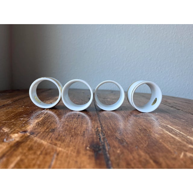 Traditional 1990s Gold Trim White Porcelain Napkin Rings- Set of 4 For Sale - Image 3 of 5
