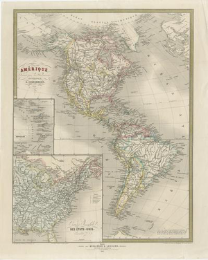French Map of North and South America by Cortambert, 1864