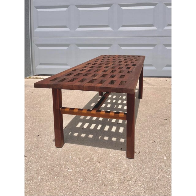 Petite Teak Slotted Coffee Table For Sale - Image 9 of 12
