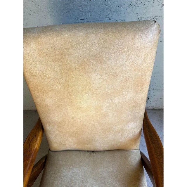 Mid-Century Modern Mid 20th Century Mid Century Walnut Vinyl Recliner Armchair For Sale - Image 3 of 11