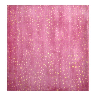 Rug & Kilim's Contemporary Rug in Pink & Gold With Textured Abstract Design For Sale