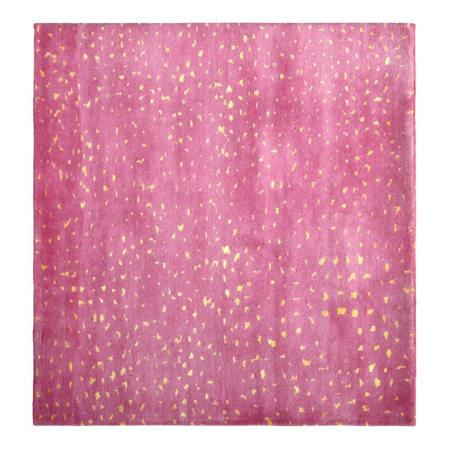 Rug & Kilim's Contemporary Rug in Pink & Gold With Textured Abstract Design For Sale