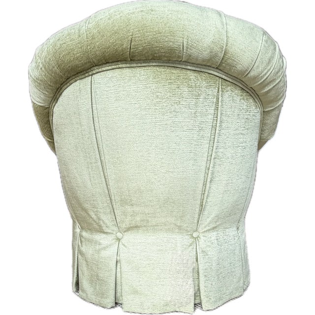 Custom Tufted Spring Green Floral Lounge Chair and Ottoman in Colefax and Fowler For Sale - Image 9 of 18