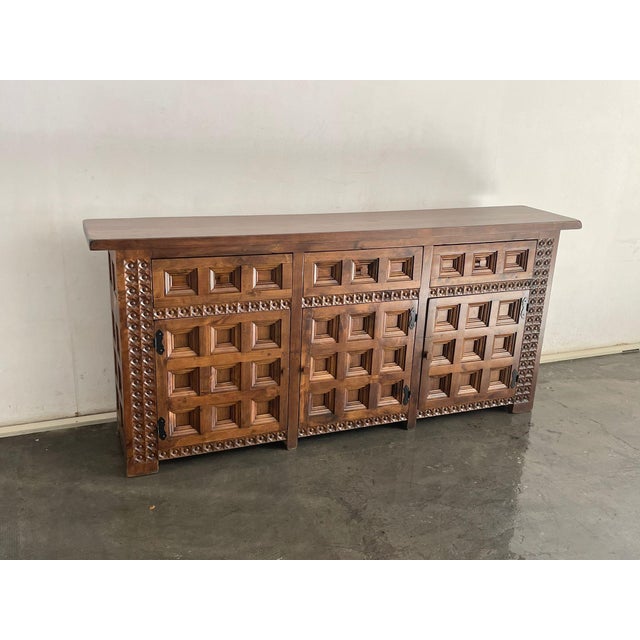 1960s Spanish Solid Wood Brutalist Sideboard, 1960s For Sale - Image 5 of 7