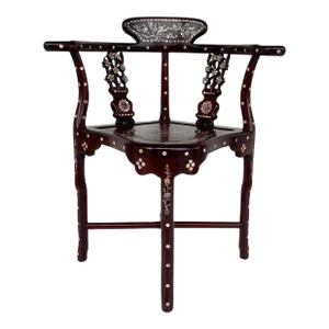 Chinese Mother of Pearl Intricately Inlaid Corner Chair