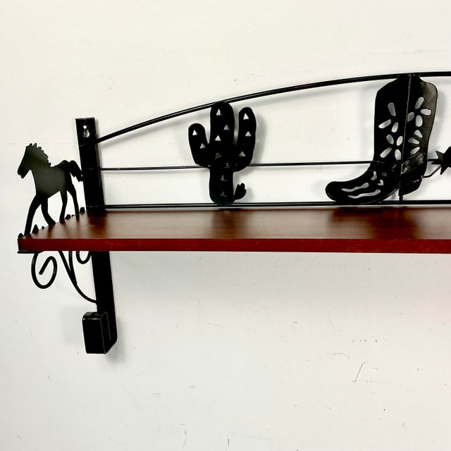 1990s Vintage Southwestern Americana Cowboy Boot, Cactus and Horse Motif Wall-Mounted Shelf For Sale - Image 6 of 10