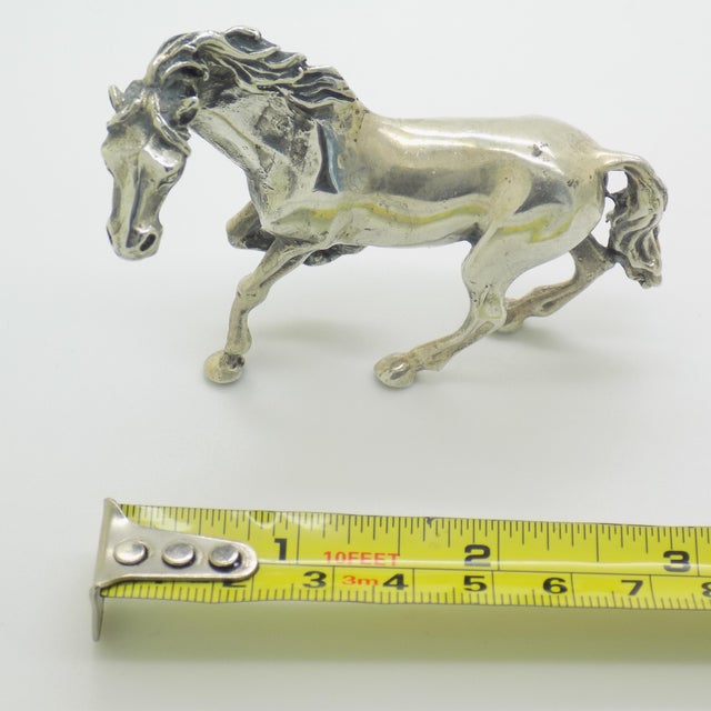 Vintage Italian Large Galloping Horse Figurine in Silver, Arezzo, 1970s For Sale - Image 11 of 12