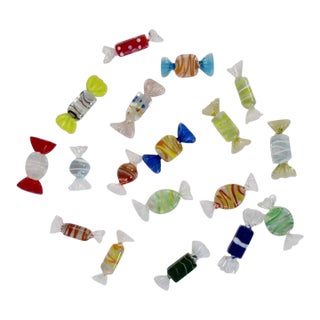 Vintage Italian Hand-Blown Murano Assorted Candies, Decorative Accent Pieces -18 Pieces For Sale