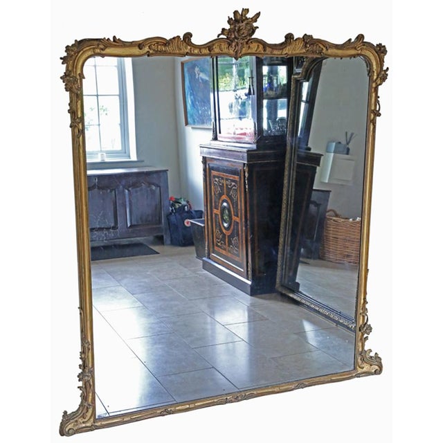 Large Antique Gilt Floor Overmantle Wall Mirror, 1800s For Sale - Image 10 of 10