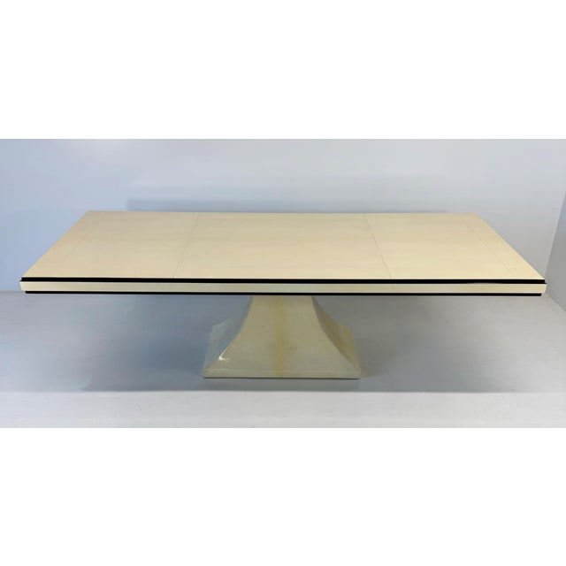 Italian Art Deco Table in Parchment Leather with Black Profiles, 1940s For Sale - Image 4 of 12