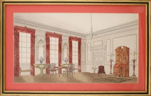Chinoiserie Interior Watercolor Painting