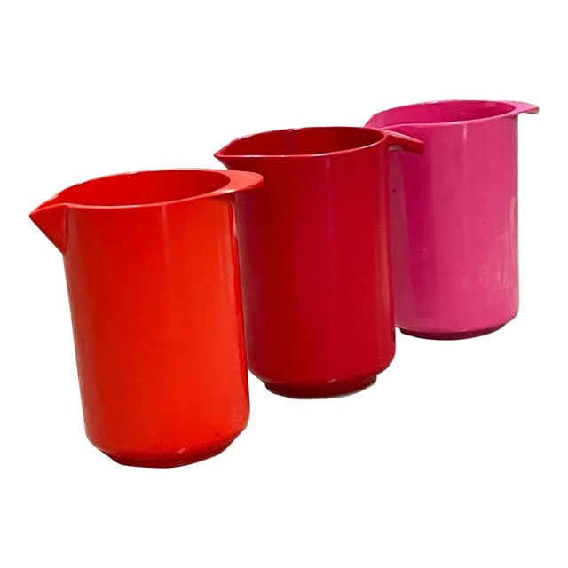 Collectible Mid-Century Modern (Mcm) Melamine Pitcher Set (3) | Rosti & Copco Danish Functionalist Design For Sale