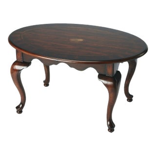 Grace Oval 4 Legs Coffee Table, Dark Brown For Sale