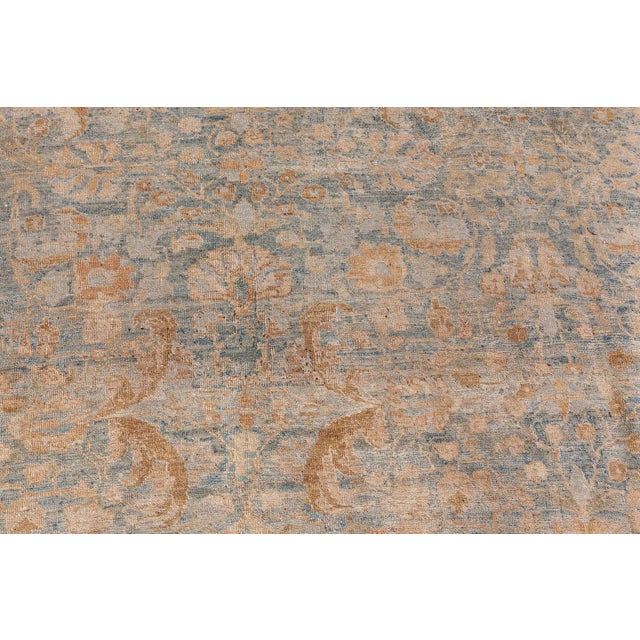 1900 - 1909 Fine Antique Persian Tabriz Blue, Beige Handmade Wool Rug For Sale - Image 5 of 9
