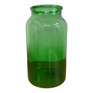 Large Vintage Green Glass Pickle Jar – 15" Hand-Blown Style Vessel
