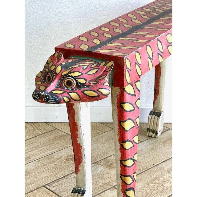 1970s Folk Art Hand Crafted Wooden Cat Side Table Chairish