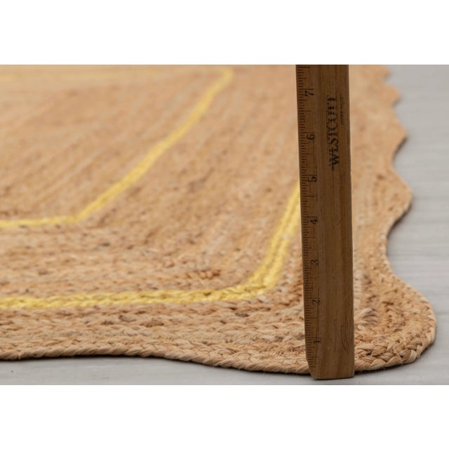 Yellow Natural Jute Wave Scallop Rug 3x6 Ft. For Sale - Image 10 of 12
