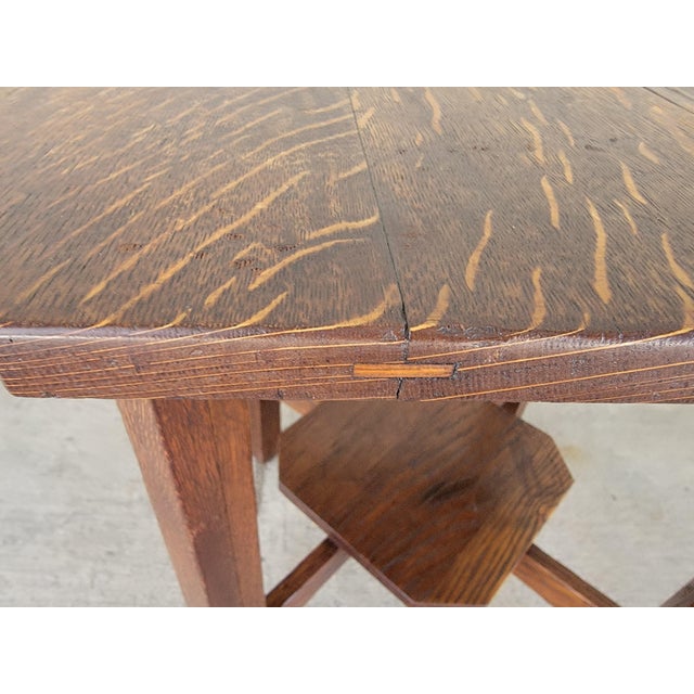 Brown Mission / Arts & Crafts L&jg Stickley Oak Clip-Corner Lamp Table Circa. 1910. For Sale - Image 8 of 14