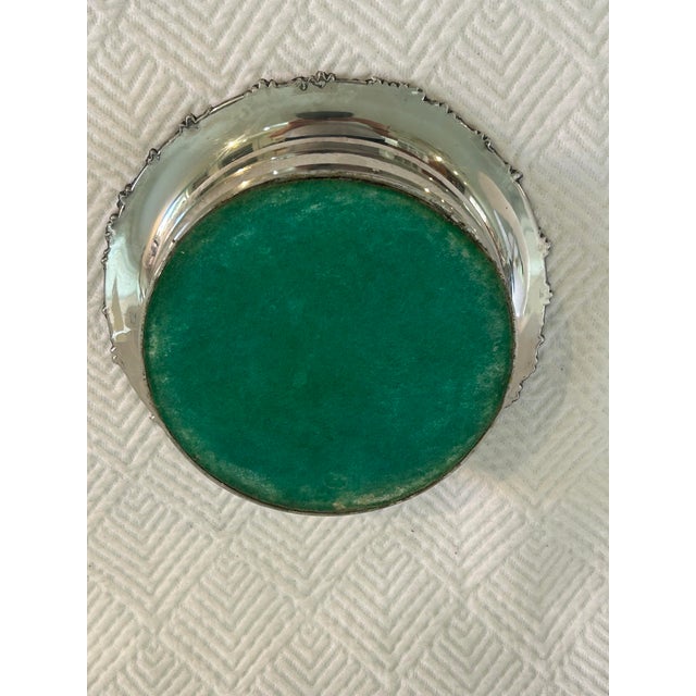 Vintage Heavy Silver Over Copper Wine Bottle Coaster With Turned Wood Base For Sale - Image 9 of 9