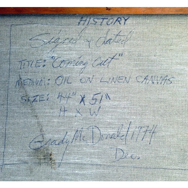 Grady McDonald "Coming Out" Blue Yellow Modernist Abstract 1974 For Sale - Image 4 of 5