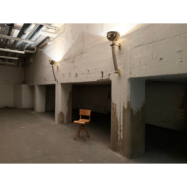 Mid-Century Modern Large Art Deco Style Custom-Made Partially Chrome-Plated Wall Lamps in Brass, France, 1950s, Set of 2 For Sale - Image 3 of 7